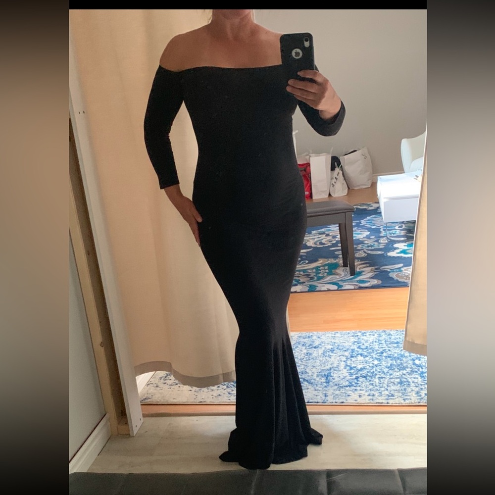 Norma Kamali Black Off-Shoulder Dress - Picture 4 of 6